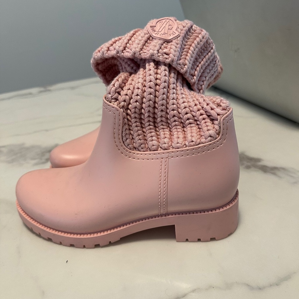 Pink Moncler rain boots